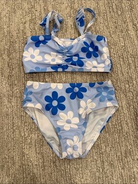 SHEIN Light Blue Floral Bikini Set with Navy Flowers